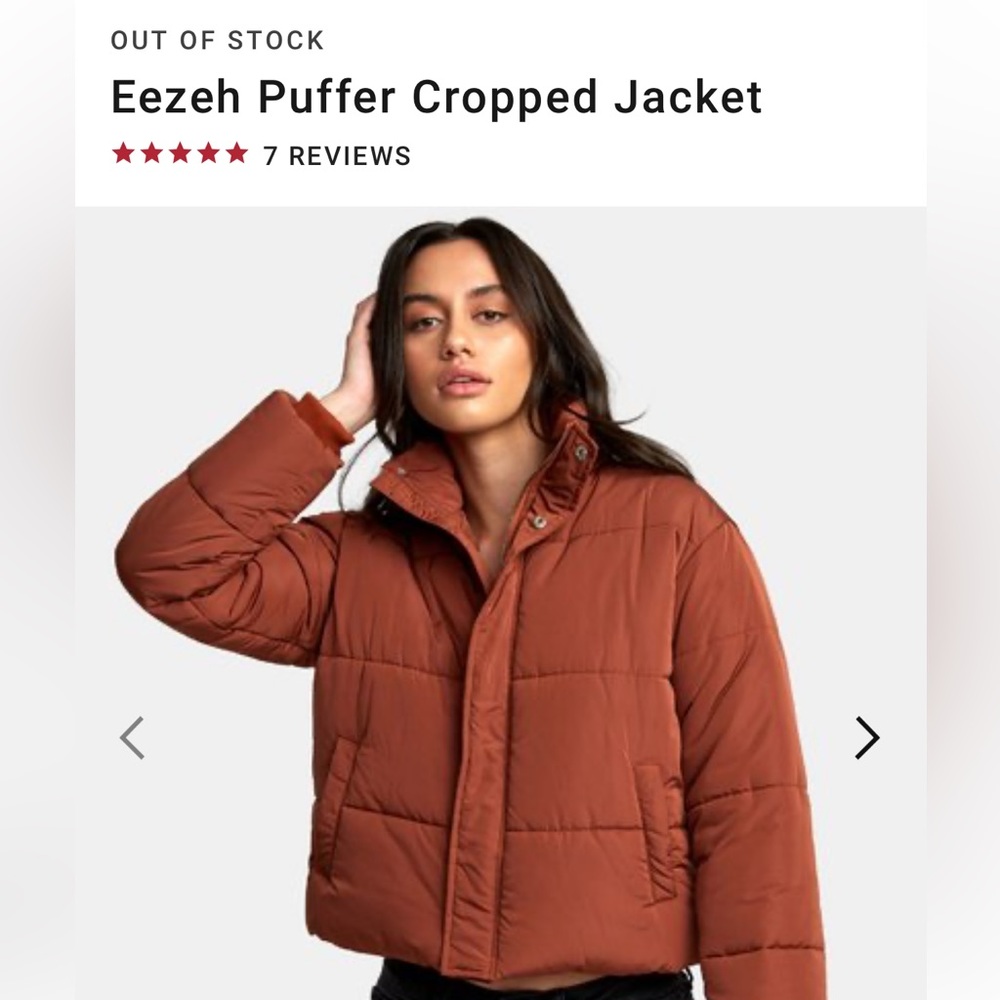 RVCA Puffer Cropped Jacket in Sequoia